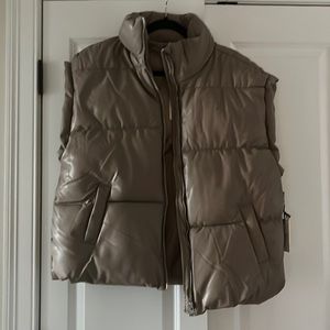Faux leather puffer vest